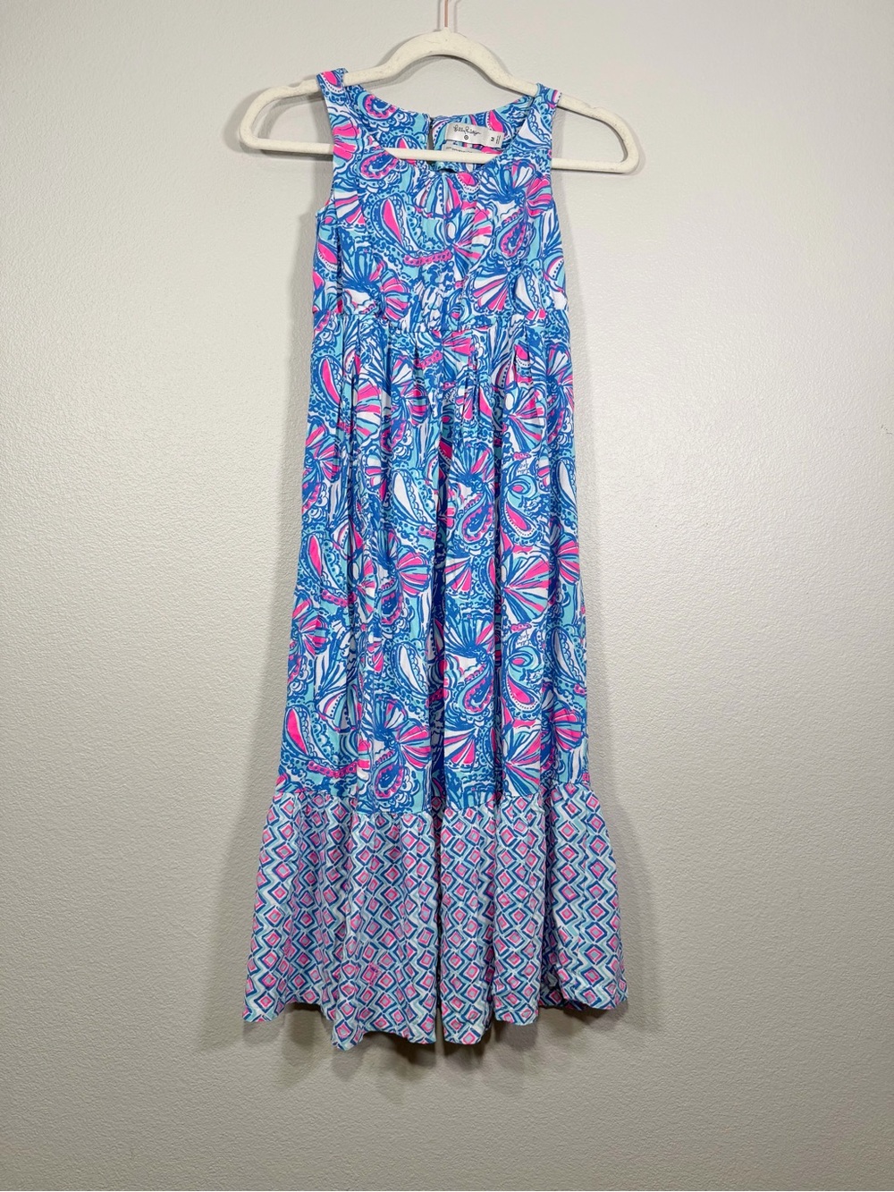 Lilly Pulitzer Target 20th Ann. Dress Blue Pink Paisley Maxi Spring Kid Girl Med